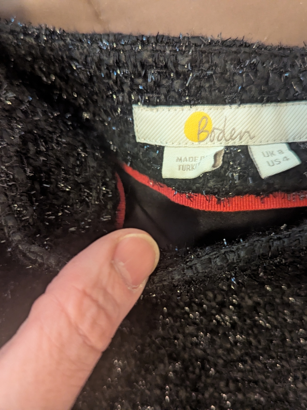 Boden Small Black Textured Sparkle Mini Skirt